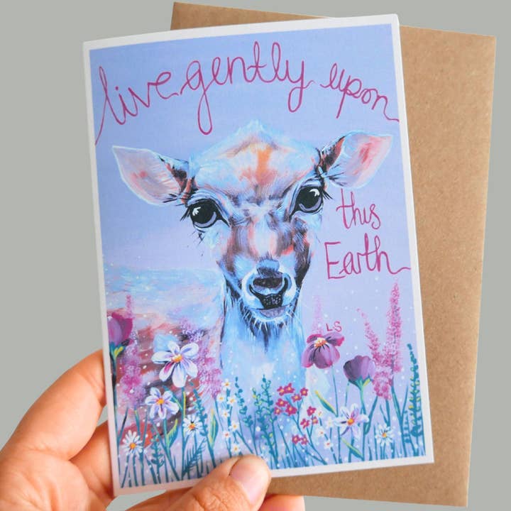 Greetings Card 'Deer' Live Gently Collection for wholesale by ReKINDle By Lisa