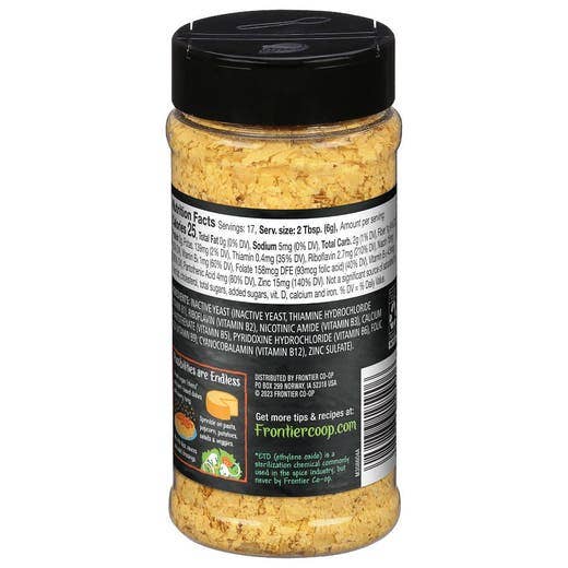 Frontier Co-op - Wholesale Dried Spice - Premium Nutritional Yeast|Non-Dairy Cheese Substitute|3.6oz3