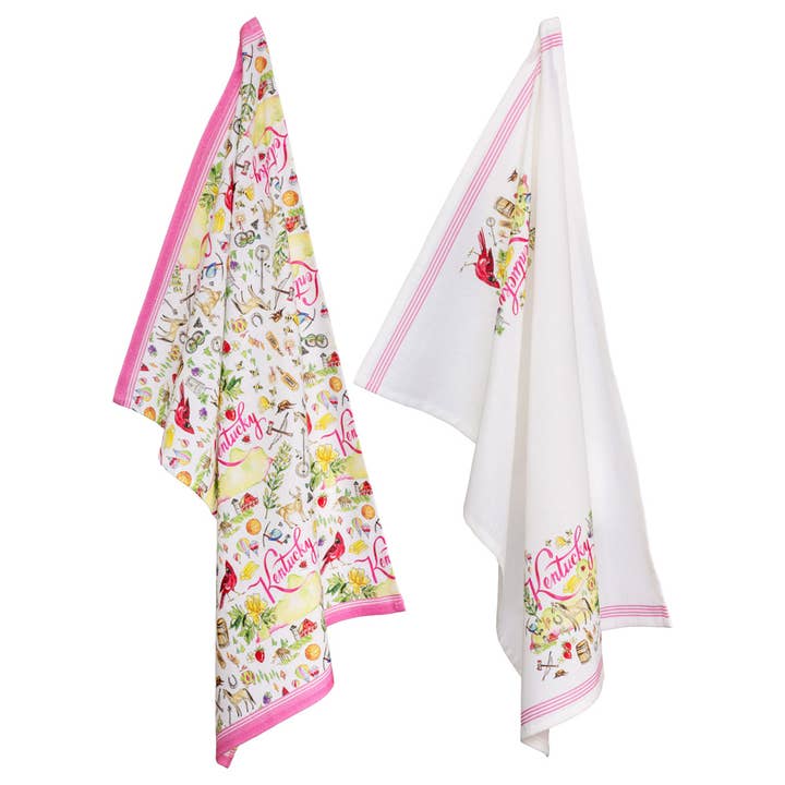 Boston International - Wholesale Tea Towel - KY Kentucky State Collection 28" Cotton Tea Towels Set Of 2