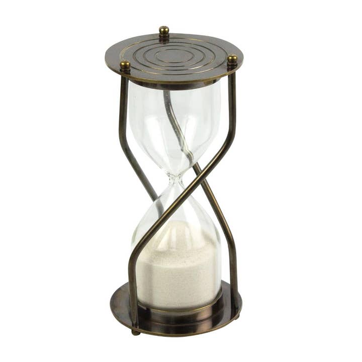 5 minuters timglas i mässing, antik finish, 15 cm för wholesale av Nauticalia