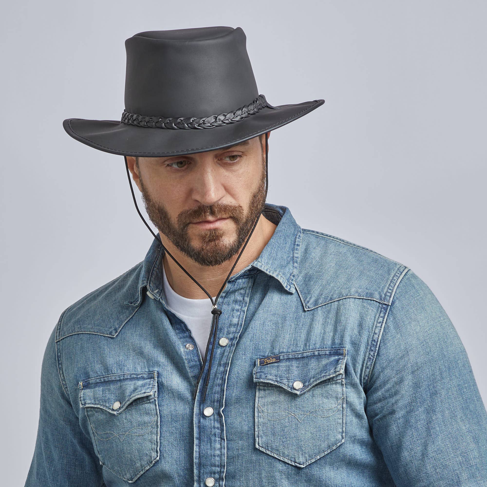 American Hat Makers - Wholesale Cowboy Hat - Unisex - Premium Crushable Leather Outback Hat - Style Crusher32