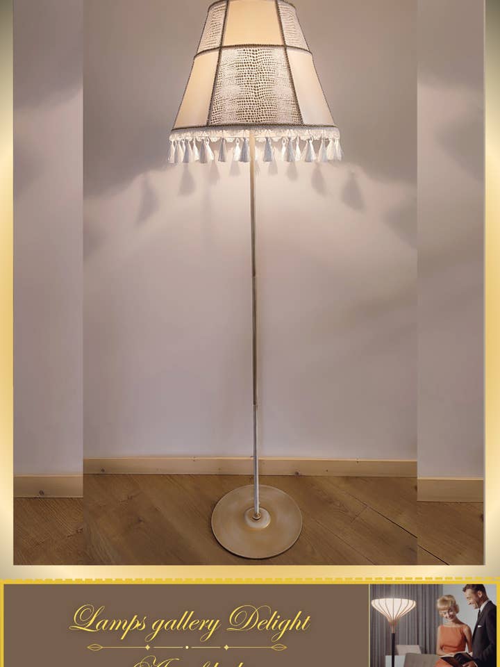 Floor lamp, Victorian style, vintage floor lamp, beige fabric shade. 3101 for wholesale by DelightLamps