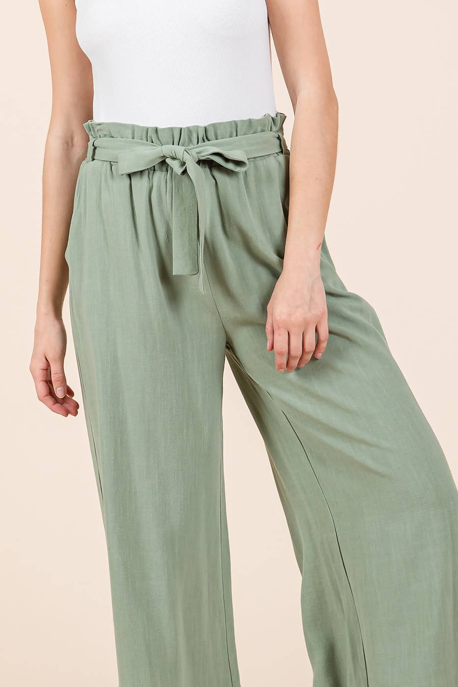 mittoshop - Wholesale Pants - Women's - PAPER BAG TIE DETAIL WIDE LEG PANTS9