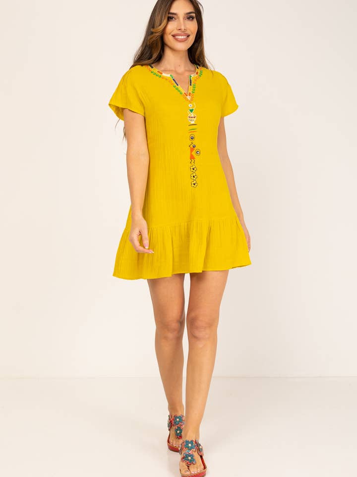 Kort Ensfarvet Kjole Pr9017V for engroshandel hos Peace & Love (CALAO IMPORT EXPORT S.L.)