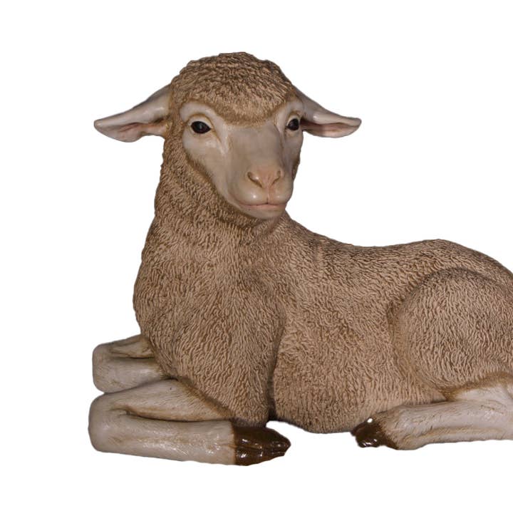 Resting Baby Merino Lamb Life Size Statue for wholesale by LM Treasures