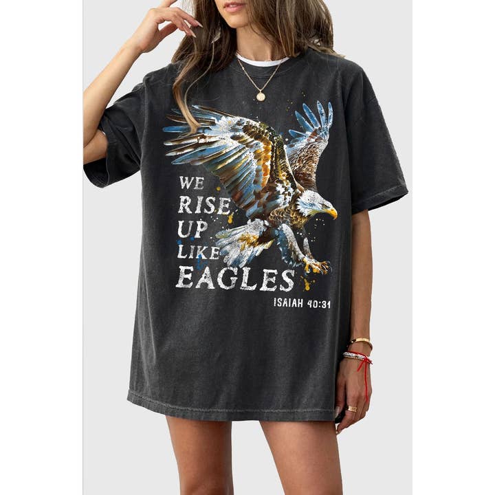 HAN RESER SIG UPP SOM ÖRNAR ÖVERDIMENSIONERAD MINERALGRAFISK T-SHIRT för wholesale av HRTandLUV