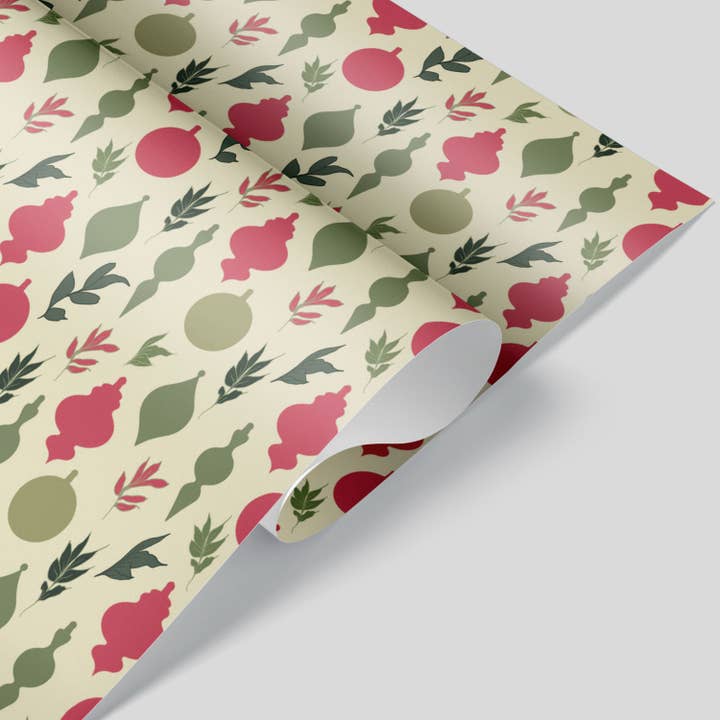 Kartoti Designs - Wholesale Wrapping Paper Roll - Light Christmas Ornaments Wrapping Paper1
