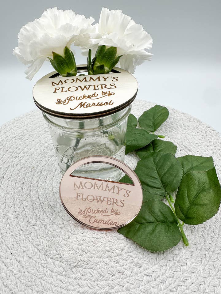 Personalized Mason Jar Lid Flower Holder | Mother's Day Gift for wholesale by Marden S Design