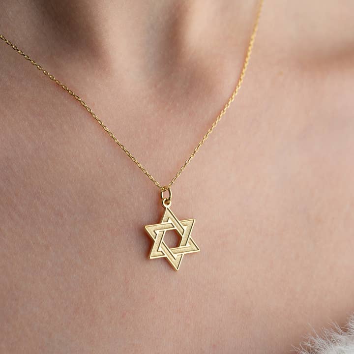 JoyPersonalized - Vente Colliers à pendentif - Collier étoile de David doré de créateur, étoile de David unique4