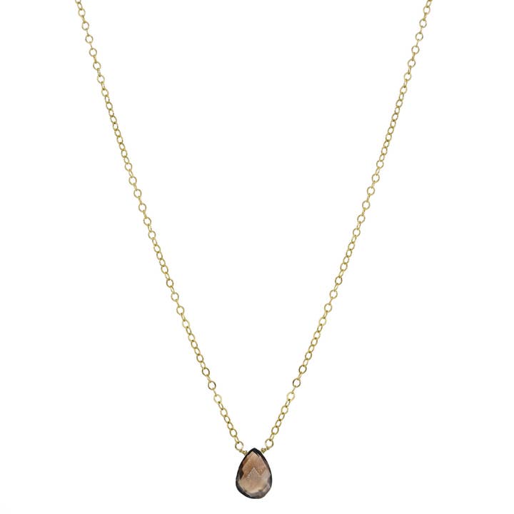 Drop of Love Necklace Gold Smokey Quartz for wholesale by Dana Blair Designs