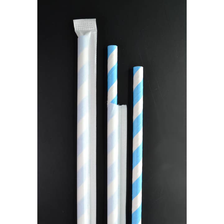 Roc Paper Straws - Wholesale Drinking Straw - Light Blue & White Striped Straws