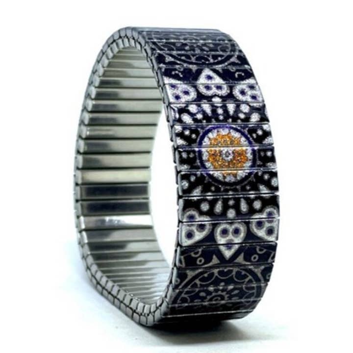 Stainless steel 18mm bracelet - Mandala Daisies 34S18 for wholesale by Urband London