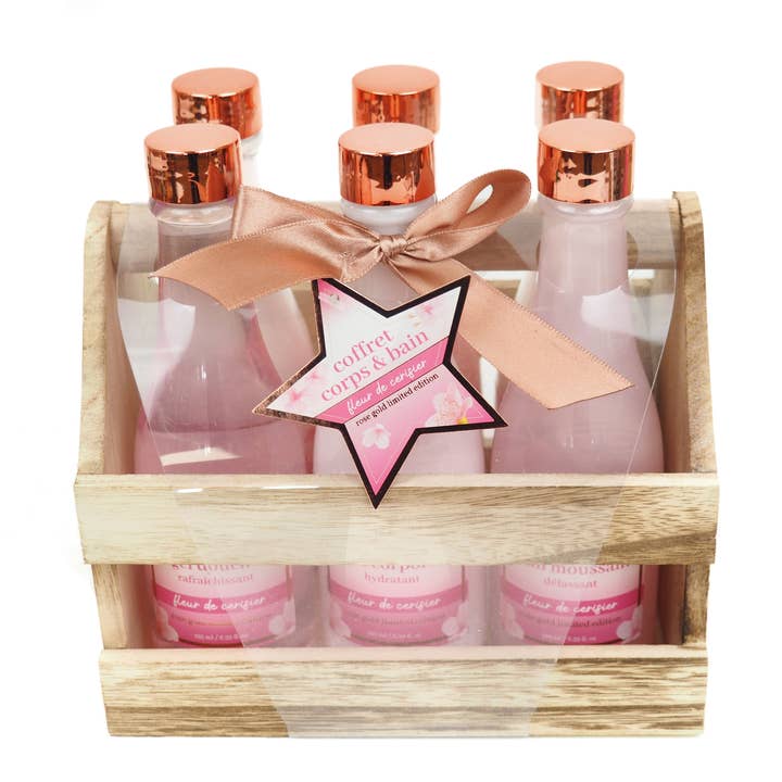 6 bottle wooden basket - Rose Gold Edition for wholesale by FRENCH TENDANCE