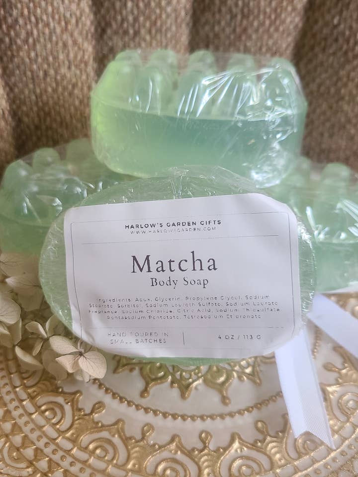 Matcha Massage Bar Soap for wholesale by Harlow's Garden Gifts
