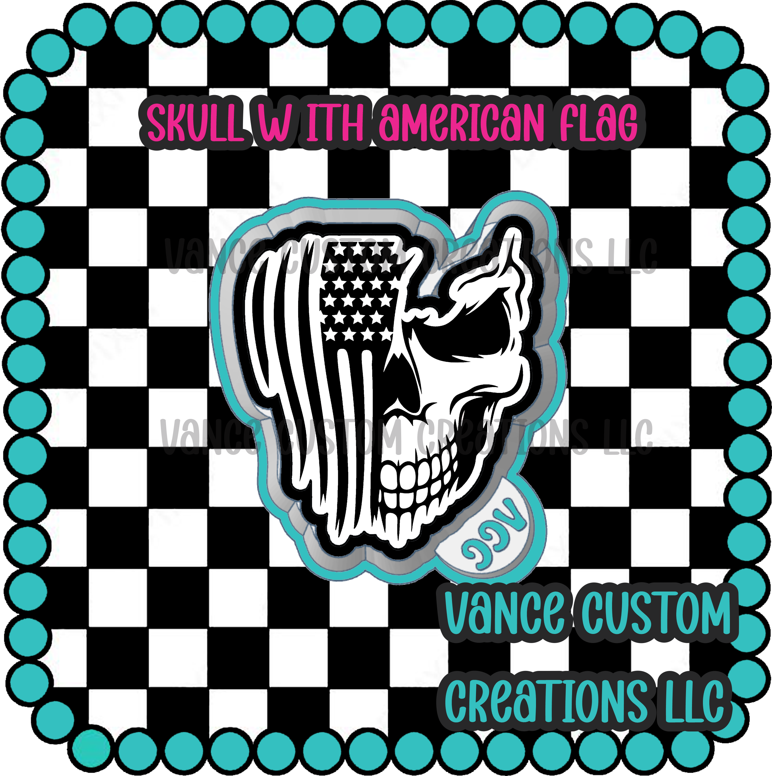 Vance Custom Creations - Wholesale Car Freshener - Unisex - Skull with American Flag Freshie Mold0