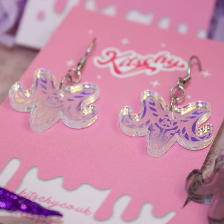 Kitschy - Wholesale Dangle Earrings - Darkness Baphomet Earrings Halloween Laser Cut Acrylic5