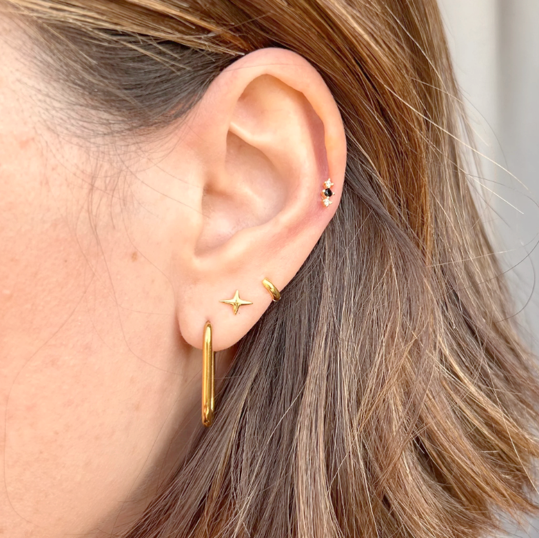 Little Nell Jewellery - Wholesale Single Earring - Gold Noir Trio Labret1