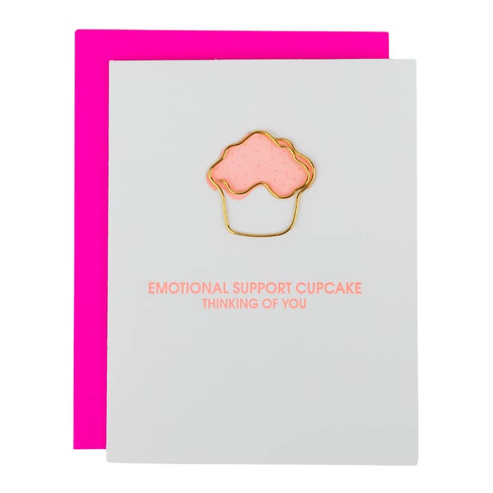 Chez Gagné - Wholesale Everyday Greeting Card - Emotional Support Cupcake - Paperclip Encouragement Card