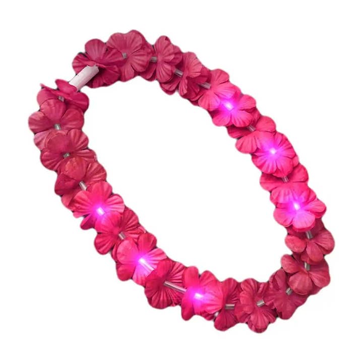 Blinkee.com, LLC - Wholesale Light-Up Toy - Kids & Baby - Light Up Hawaiian Flower Lei Necklace Pink2