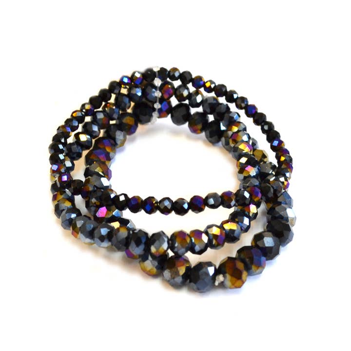 StarryNYC - Wholesale Jewelry Set - 3 Pcs Set Stackable Multi Glass Beaded Stretch Bracelets1