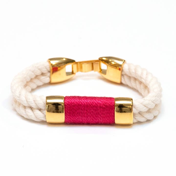 Tremont - Ivory/Pink/Gold - Nautical Rope Bracelet for wholesale by Allison Cole Jewelry