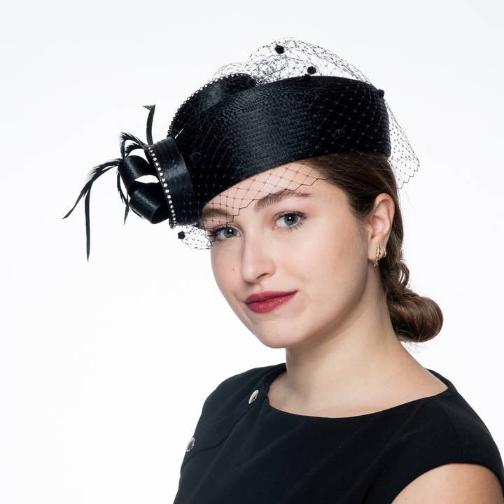 KaKyCo - Wholesale Fascinator Hat - Women's - Satin Ribbon Veil Pillbox | 3215593