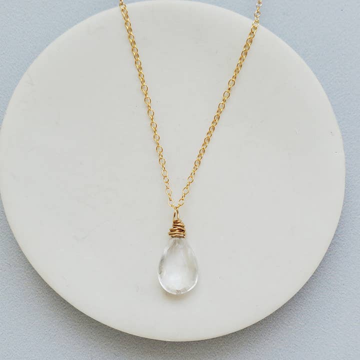 Quartz Gemstone Pendant, Gold or Silver for wholesale by Carrie Whelan Designs