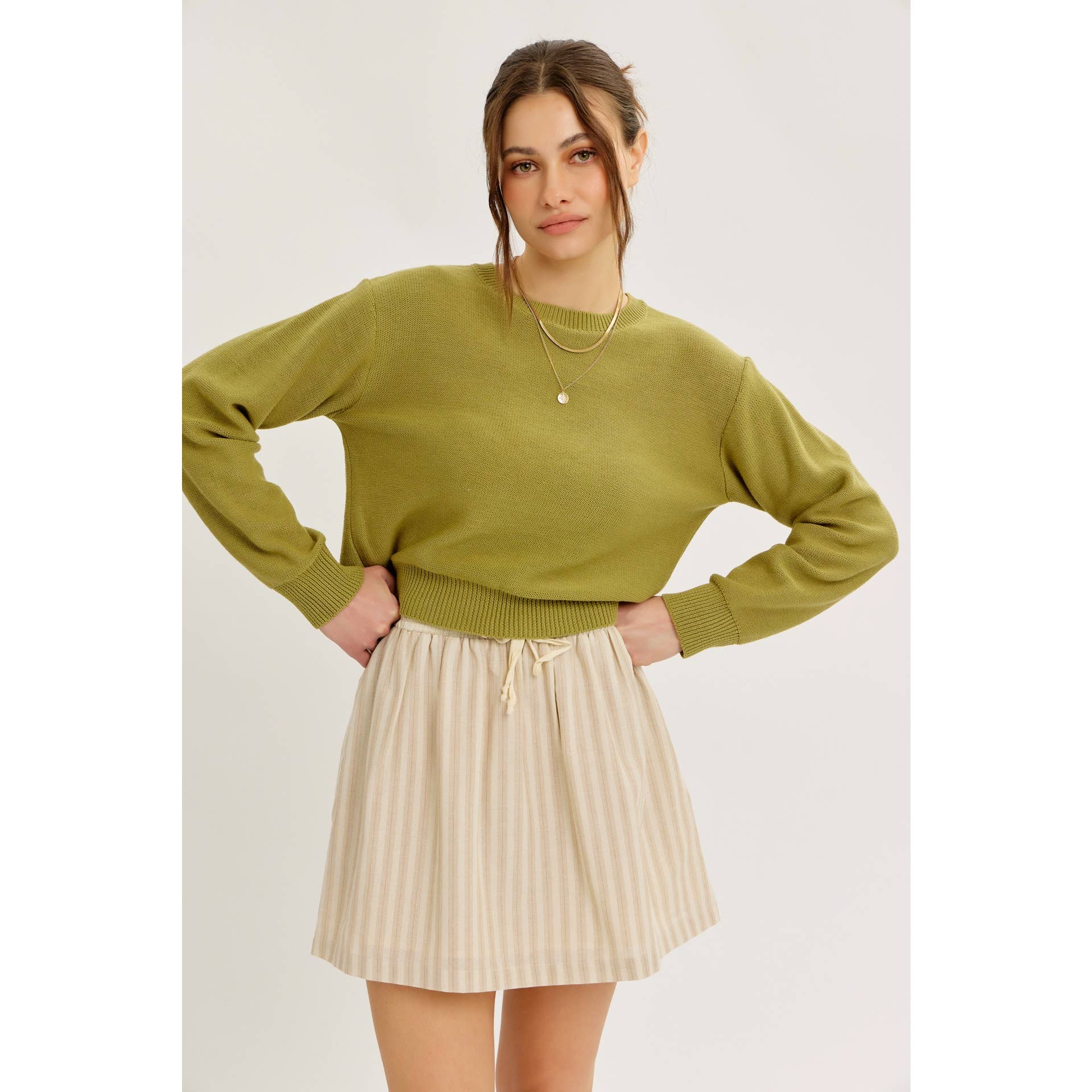 idem ditto – Pulôver - Mulher por atacado – TOP DE MALHA COM LAÇO NAS COSTAS E DECOTE REDONDO EM CONTRASTE31