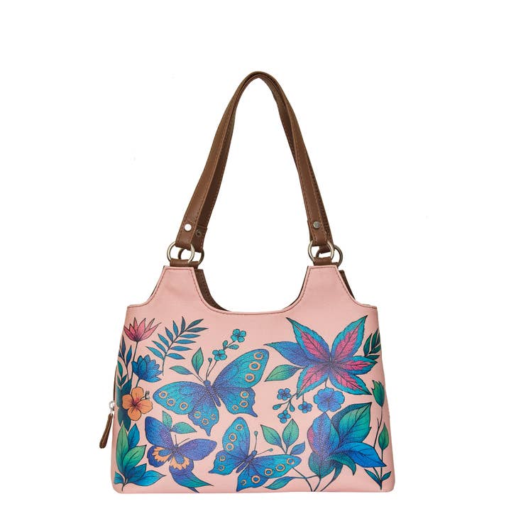 Ladies' Leather Shoulder Bag with Botanical Print – Purse for wholesale by Sishka Ltd