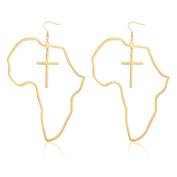 Adé & Grace - Wholesale Dangle Earrings - "Africa x Cross" Oversized Earrings