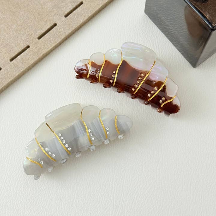 SoapElenGlen - Wholesale Hair clip – Women’s - Rhinestone - Embellished Croissant Bread Acetate Hair Clips6