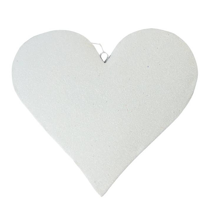 Ornamento de Coração de São Valentim em Metal Branco com Purpurina de 8" por atacado de Factory Direct Craft