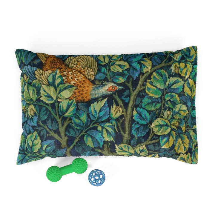 Willy Morris Home Emporium - Wholesale Pet bed – Dog - Dog Bed inspired by William Morris - Pheasant and Squirrel Collection (Pheasant) - Blue