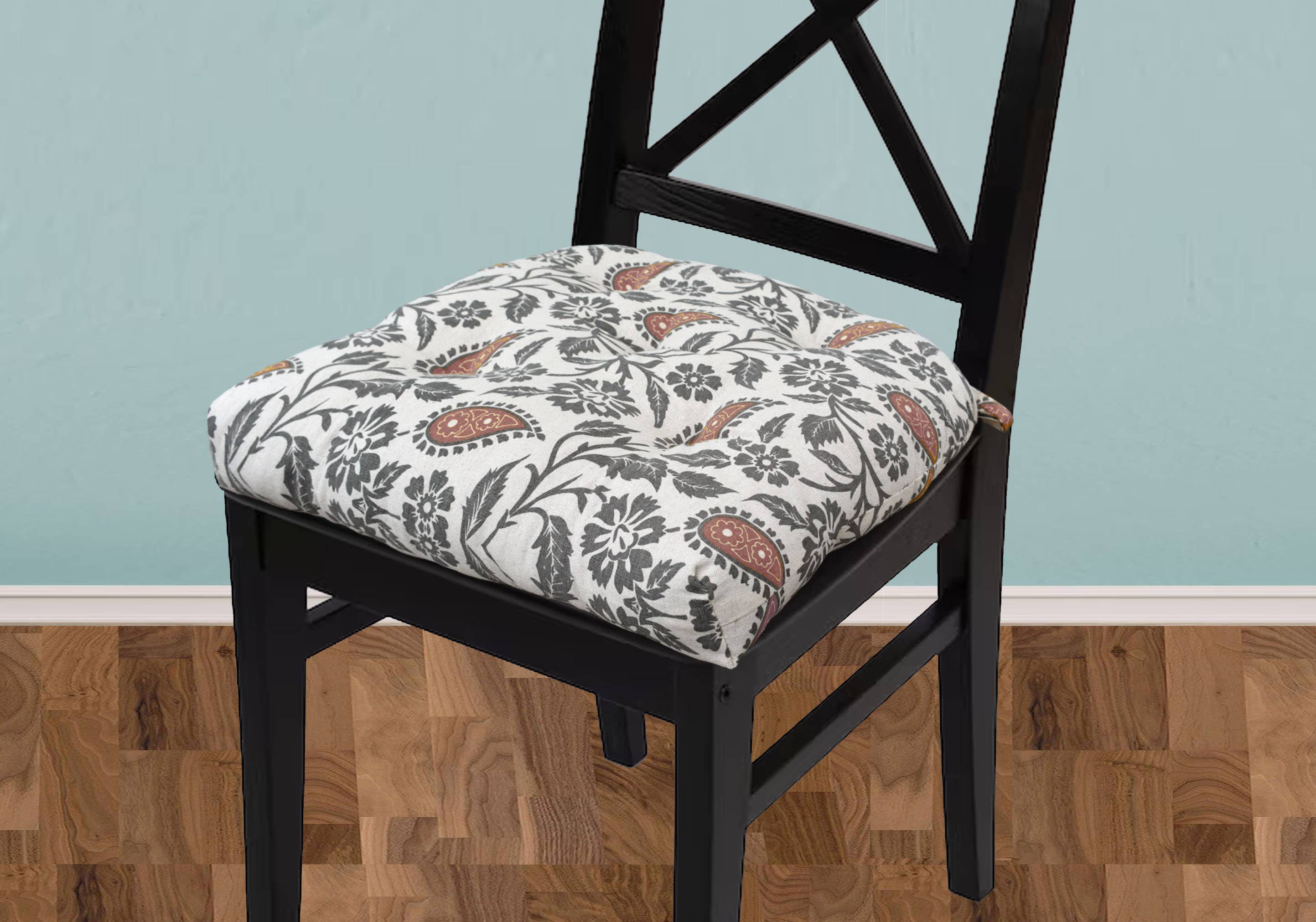 COZY HOMES COLLECTION - Wholesale Chair Cushion - Handmade Cotton Chair Seat Pads Cushions with Ties 16''x16''2