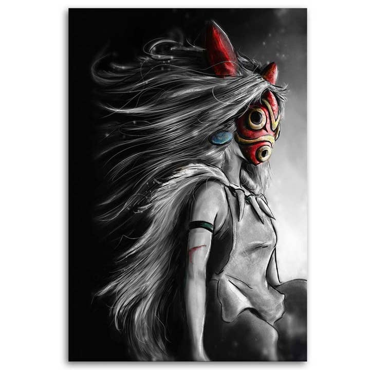 Motivartdesign - Wholesale Painting/Drawing - Princess Mononoke with a Red Mask Canvas1