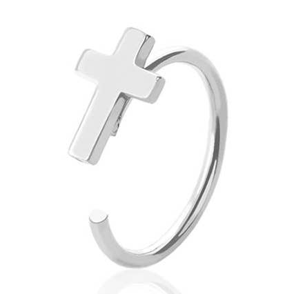 CRAVE - Wholesale Hoop Earrings - CROSS 316L SURGICAL STEEL HOOP RING0