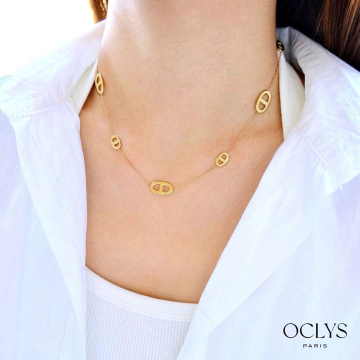 Collana maglia marina in acciaio inossidabile smaltato Nari per la vendita all'ingrosso da parte di Oclys