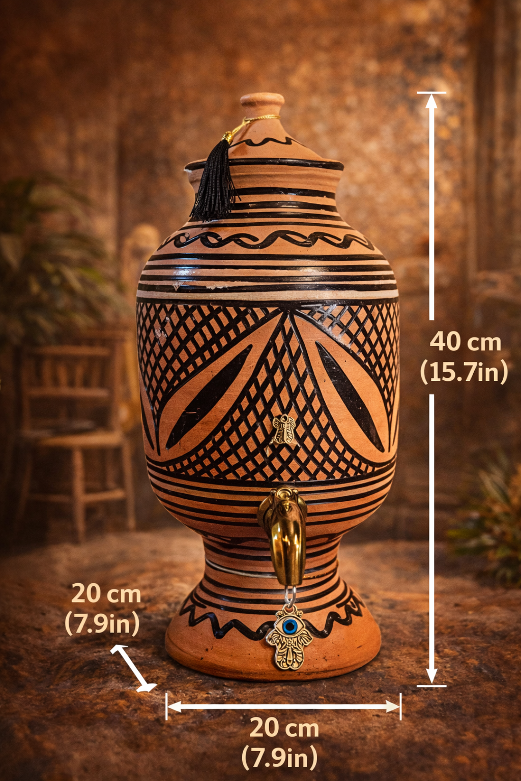 Zayti L.T.D.M - Wholesale Water Filter - Moroccan Handmade Water Jar with Tap – Handcrafted in Terracotta1