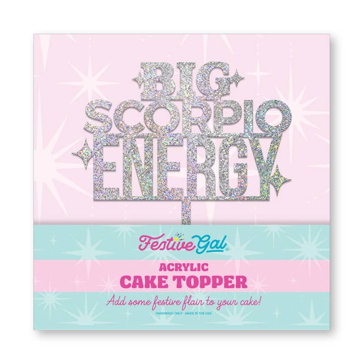 Festive Gal - Vente Décoration pour cake/cupcake - Décoration de gâteau en acrylique Big Scorpio Energy Zodiac Sign0