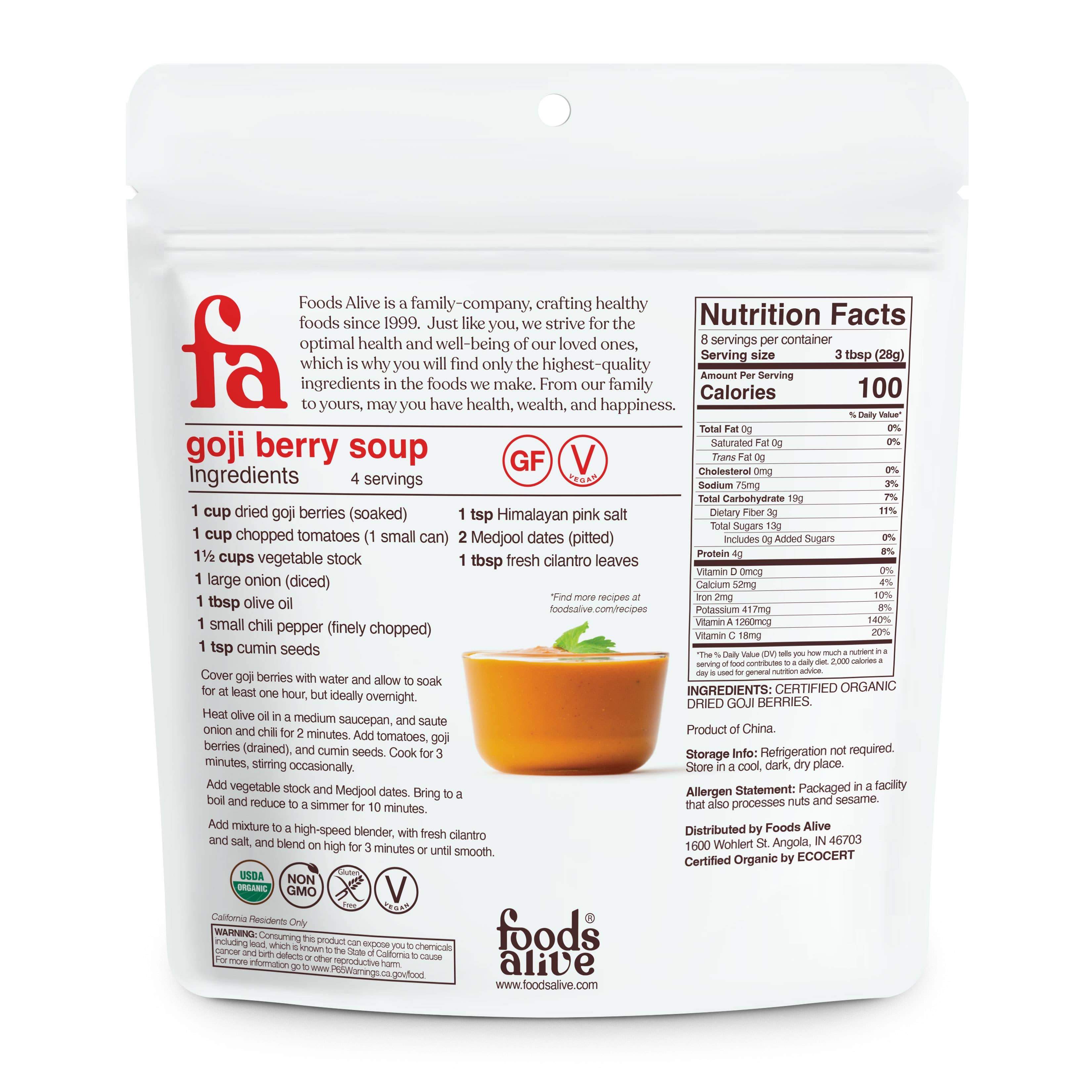 Foods Alive - Wholesale Dried/Dehydrated Fruit - Goji Berries - Organic1