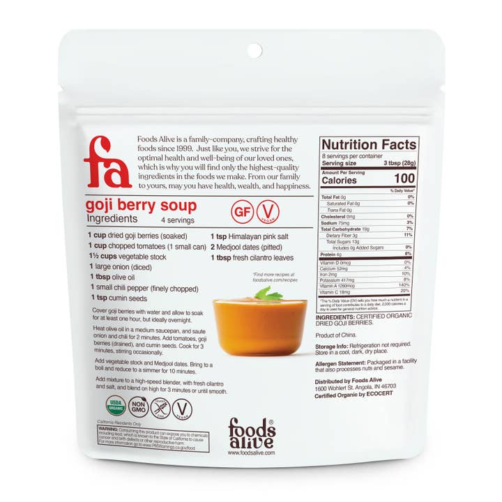 Foods Alive - Wholesale Dried/Dehydrated Fruit - Goji Berries - Organic1