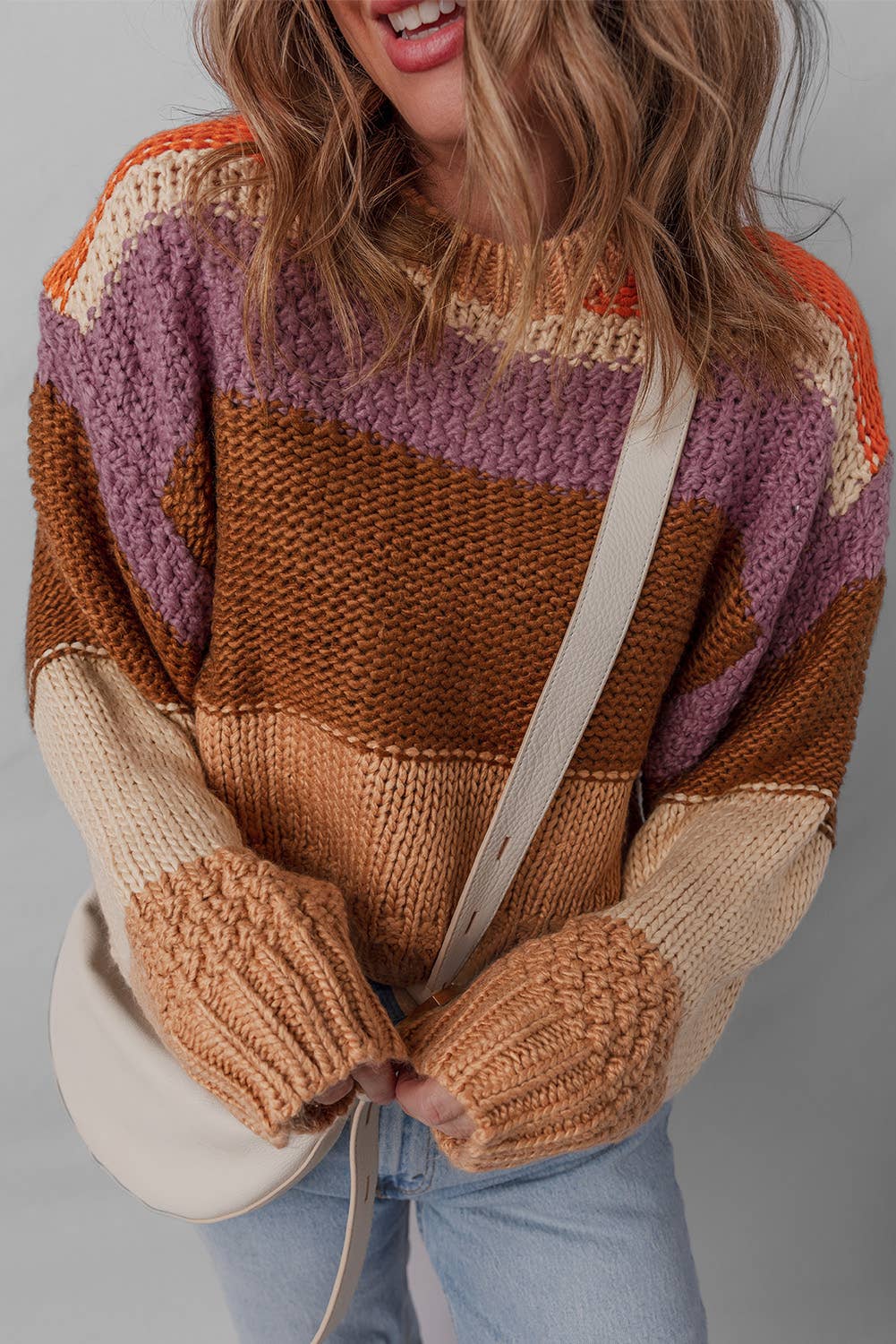 Multicolour  LDC Cropped Colorblock Knitted Sweater for wholesale on Faire3