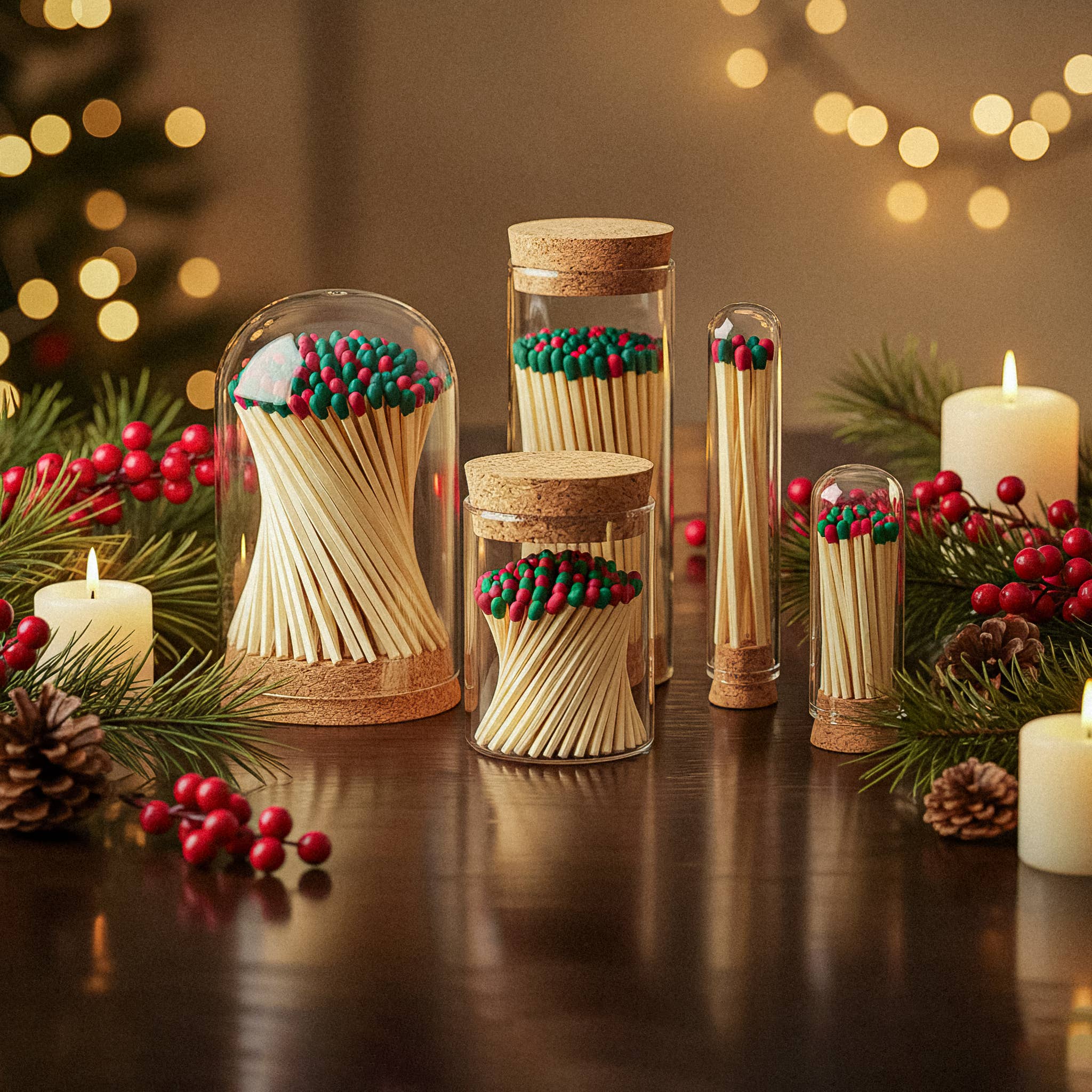 Thankful Greetings – wholesale Tändsticka – 2" Matches + Mini Cloche - Färger efter eget val + Strikers0