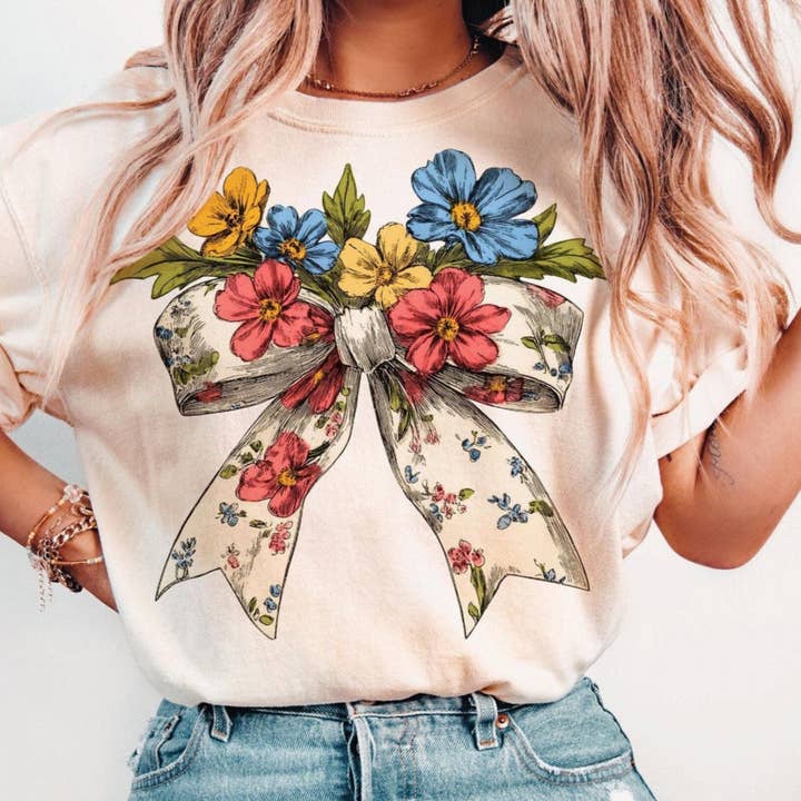 T-shirt Sweatshirt Hoodie Design Vintage Floral Laço Primavera Flor Silvestre Gola Redonda por atacado de STRONG N FREE CDN
