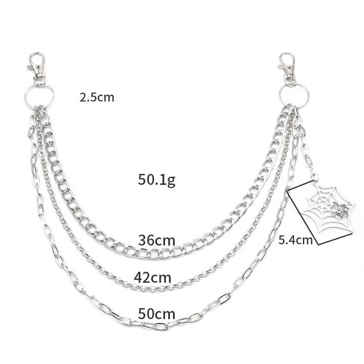 ACCITY - Wholesale Pants - Women's - PUNK STYLE SPIDER WEB JEANS CHAIN_CWMM064511