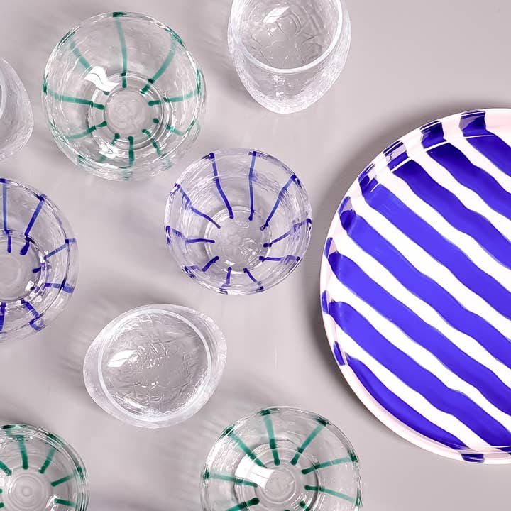 Magazin Minori - Wholesale Drinking Glass/Cup - Glass Stripes - gentle green4