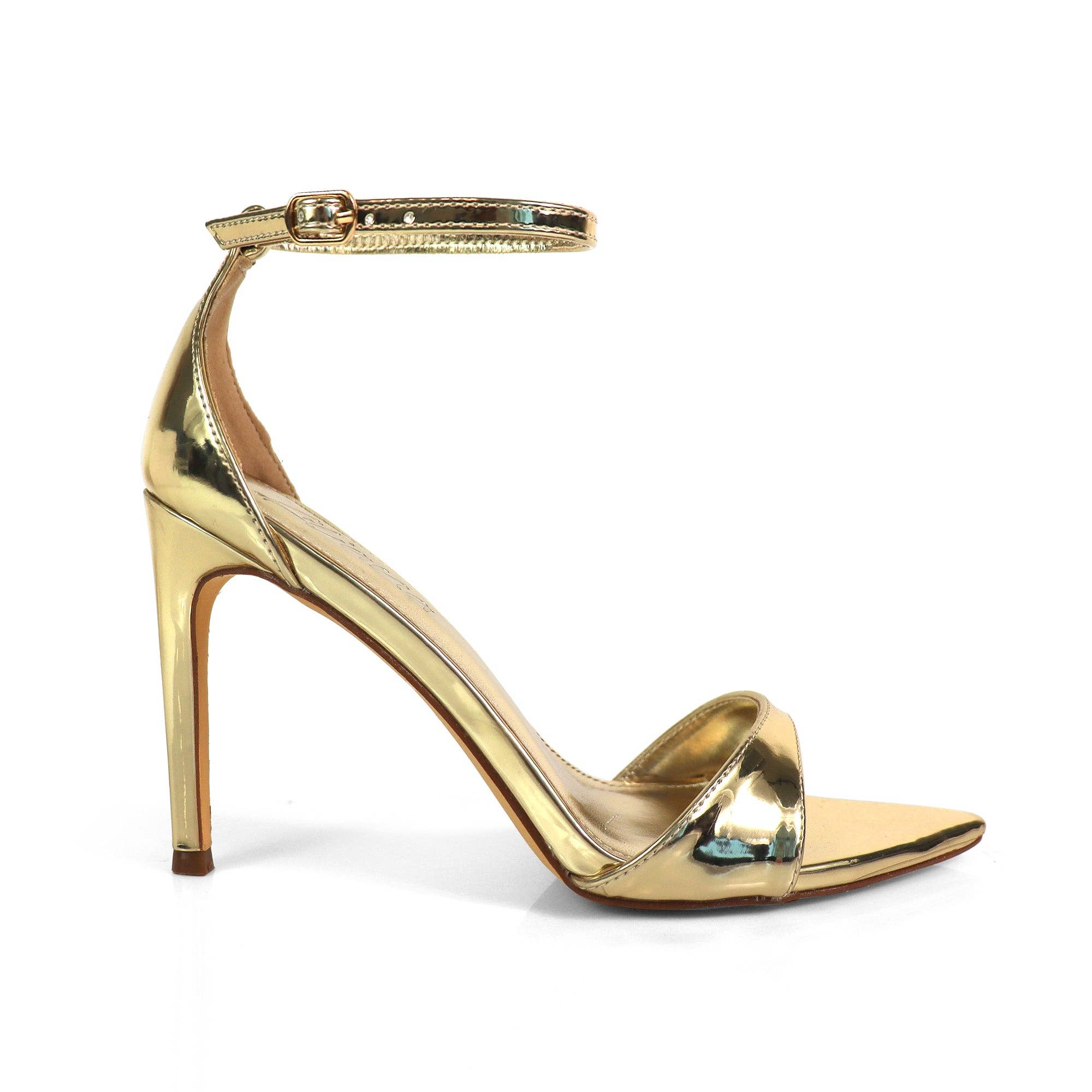 Or LAUCIA-41 ESCARPIN À BOUT POINTU AVEC BRIDE À LA CHEVILLE ET TALON AIGUILLE OR en vente sur Faire5