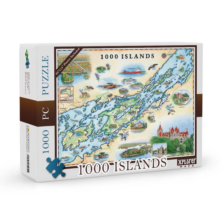 1000 Islands Map Jigsaw Puzzle – 1000 Pieces – Hand-Drawn for wholesale by XPLORER MAPS