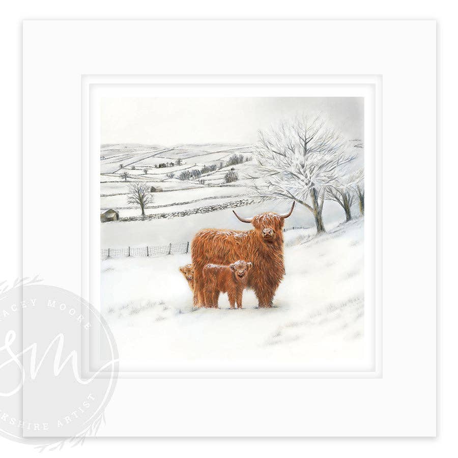Stacey Moore Ltd - Wholesale Art Print - Snowy Dales Highland Retreat0