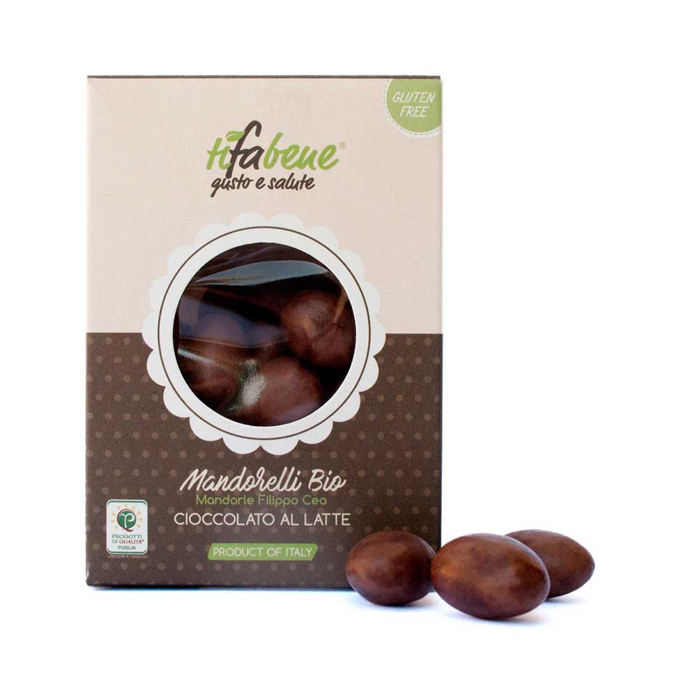 Le deliziose pasticceria sas Ti fa bene bio - Vendita all'ingrosso Dolci ricoperti di cioccolato - Mandorelli Mandorle ricoperte di cioccolato al latte